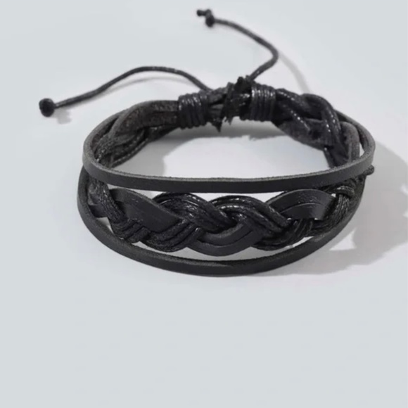 LAST ONE Black Leather Boho Bracelet - Picture 4 of 4